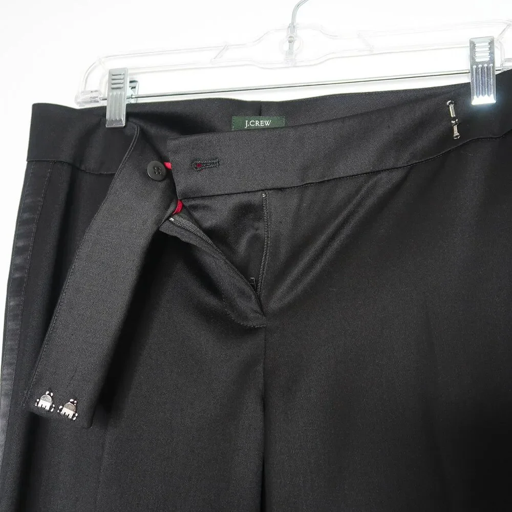 J.Crew‎ Womens Favorite Fit Pants Size 4 Black Virgin Wool Striped Career 71914